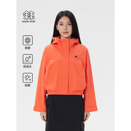 KOLON SPORT可隆夹克外套女防晒UPF50+防泼水耐磨短款连帽外套官方正品 浅卡其LK XS 155_80A