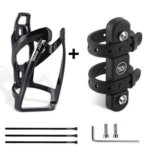 Bicycle water bottle rack, no punching, water cup holder conversion seat, mountain bike fixed rack, universal equipment for bicycles, integrated strap mount, black + gradient black