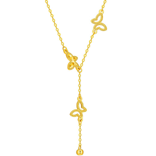 CHINA GOLD gold necklace 18k gold AU750 crushed ice butterfly necklace birthday gift
