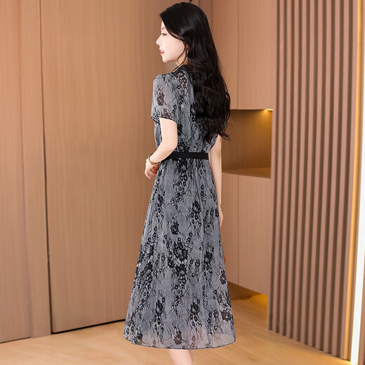 
Mrs. Ke Beiergui's high-end yarn printed dress for women's summer 2025 new light luxury exquisite celebrity hot dress M