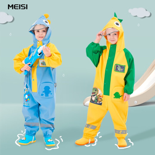 雨衣儿童男童连体套装女童小孩学生幼儿园宝宝全身防雨玩水服雨披 738绿拼色青蛙+雨鞋可备注鞋码 S 0件