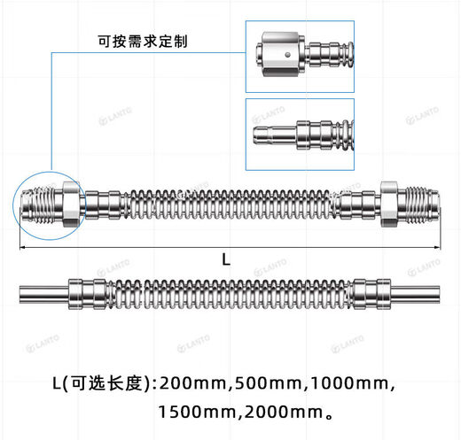 
316L stainless steel VCR female head male vacuum corrugated hose ultra-high purity ultra-clean high pressure gas pipeline MVCR12FVCR12L:1048