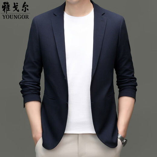 Ягер флагманский официальный магазин высококачественный костюм Men Men Summer Business Casual маленький коттедж с твердым цветом одно западной топ-куртка Men 6630 Brown M 170