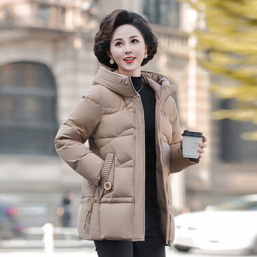 YAYA middle-aged mother winter fashion short down jacket 2025 new middle-aged and elderly winter temperament hooded coat for women