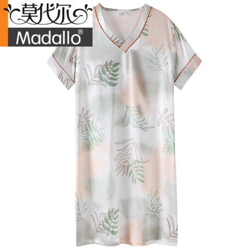 莫代尔新款睡裙女夏季冰丝短袖中裙睡衣薄款夏天女款仿真丝绸夏款连衣裙 薄荷蓝M9928 【短袖/无胸垫】 M 160