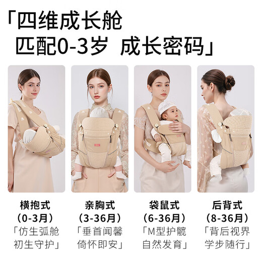 抱抱熊新生婴儿可横抱背带夏季轻便透气多功能抱娃宝宝外出背娃神器 雾灰背带+【口水巾+防风帽等】