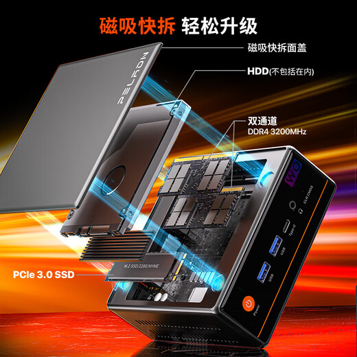 Panlei mini host new product AMD Ryzen 5500U/5700U/5600H/7640HS mini host gaming office design high-performance desktop computer host new Ryzen R5-5600H/16G/1TB