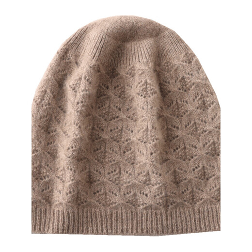 Hengyuanxiang 100% pure wool women's autumn and winter Korean style hollowed out warm and cold-proof casual versatile trendy confinement Baotou woolen wool hat burgundy one size