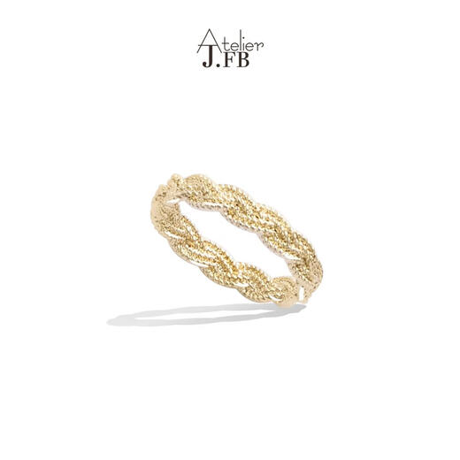 Weici JFB French imported cable 18K thick gold bracelet ring necklace French retro braided old money style Bahnfeng small cable ring 50 country code 10