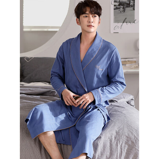 Langsha Waffle Bashbrobe Spring y Autumn Cotton Pure Cotton Media Longitud Medio Campo 2025 Nuevo baño absorbente Integrado LJ16822 M [peso 100-120Jin [Jin es igual a 0,5 kg]]]