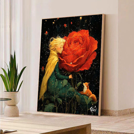 Pupan Little Prince und Rose Digitalöl Malerei Füllungsfarbe Malmalerei Dekompression Acrylölmalerei J4877 Little Prince Ultra-conar-Upgrade Modell 60x80 cm großer Größe Leichter Malerei +