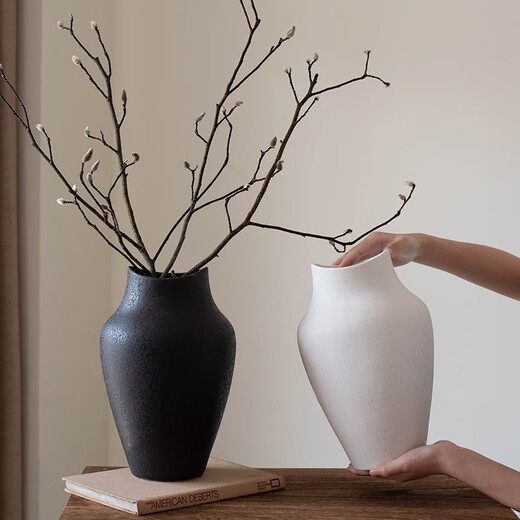 Französische Wasabi -Keramik Vase Japanische Retro Wohnzimmer Blumenarrangement Hydroponische Weiße Utensil Dekorative Ornamente 3897 Wasabi Schwarz