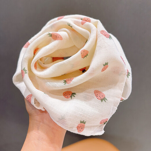 
Autumn and winter thin baby scarf for women in spring and autumn girls square scarf cute baby scarf with skin-friendly versatile silk scarf 3# star square scarf white