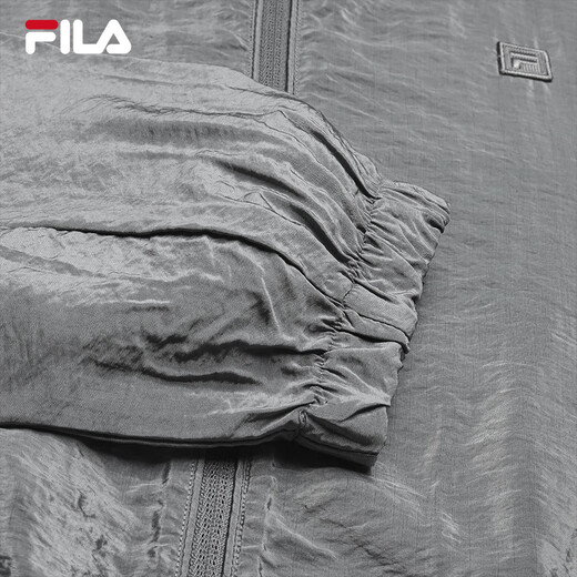 FILA 斐乐官方女士梭织外套2025夏新款时尚休闲简约宽松连帽上衣 星际灰-DY L 170/88A/L