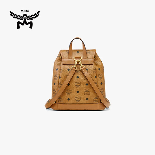 MCM 【新品】AREN 迷你经典抽绳水桶款链条双肩旅游背包女包 干邑色 迷你