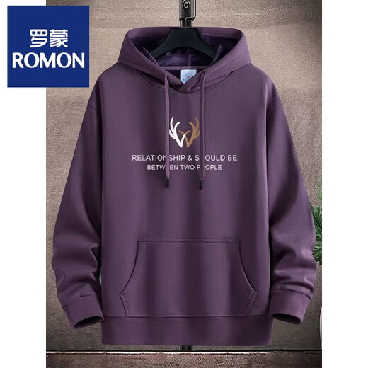 ROMON men's hooded sweatshirt casual and versatile spring and autumn new loose top winter velvet thickened hoodie thin orange M plus velvet 80-95Jin Jin equals 0.5 kg