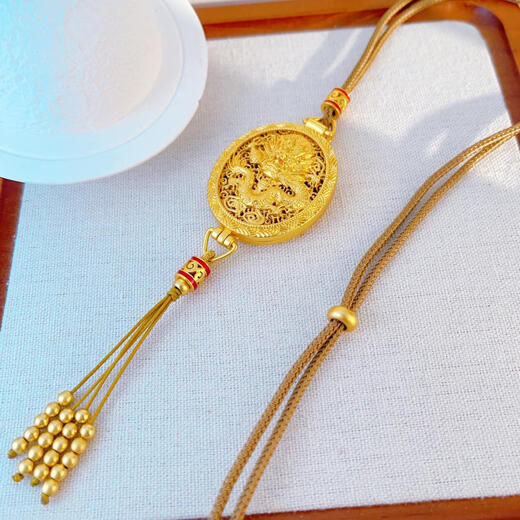 MHFDO old phoenix Bengal red gold sand gold hollow filigree dragon and phoenix sachet pendant for men and women new Chinese style ancient style phoenix old phoenix Xiang quality