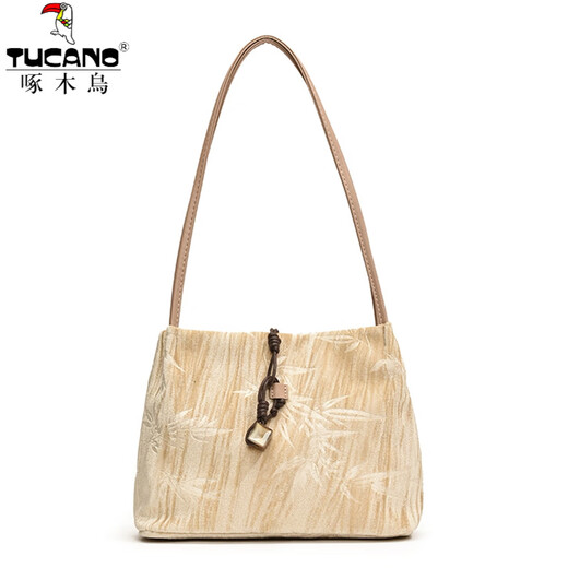 Woodpecker (Tucano) Neue chinesische Stiltasche für Frauen 2025 Neue Frühlings- und Sommer-Freizeit-One-Shoulder-Achselhöhlen-Achselhöhlen-Achselhöhlenbeutel Handtasche Handtasche Neues Khaki Neues Produkt