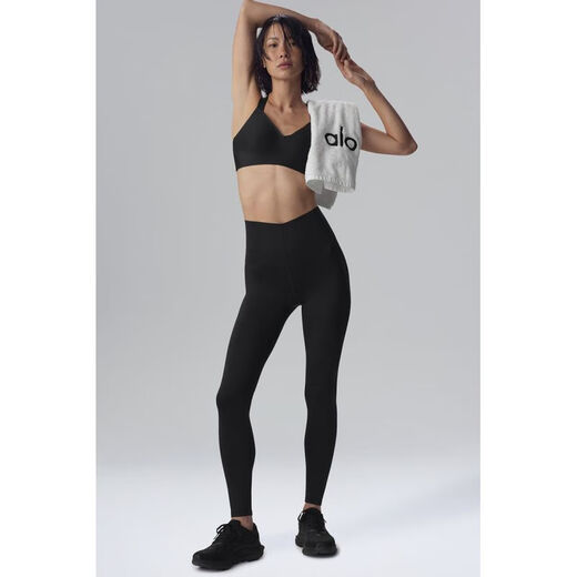 ALO YOGA Yoga Pants Airlift 7/8 High Waist Pilates Pants Tights Running Fitness Pants High Elastic Sports Pants Breathable Black XXS (Suitable for Waist 59.5 - 62cm)