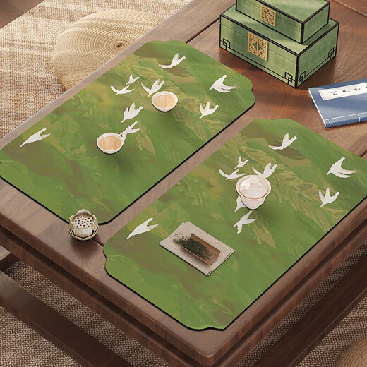 Self-appreciation of the new Chinese Zen tea banquet, ancient style table flags, drain mats, absorbent tea towels, tea table cushions, tea table dry cup mats, Green Shu diatom mud soft cushions - four-sided concave shape, 25*50cm, absorbent and quick-drying