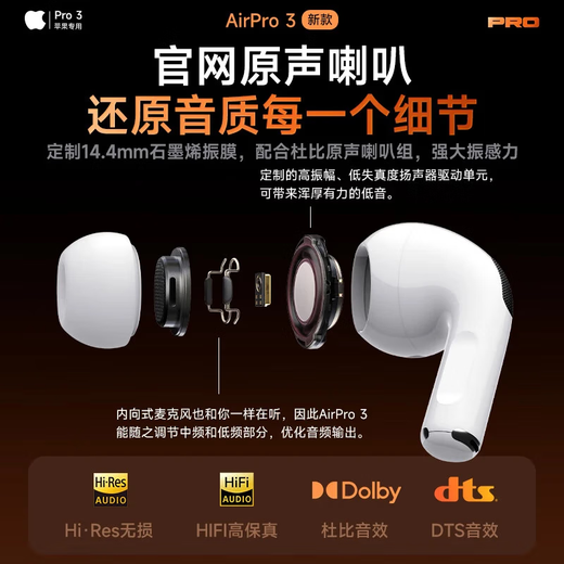 Huaqiangbei's new official release | Pro3 top version Bluetooth headset compatible with Apple wireless active noise reduction iPhone 17/16/15/14/13 in-ear AirPods Pro3 active noise reduction version full-featured pro3 smart island pop-up + spatial audio + heart rate monitoring