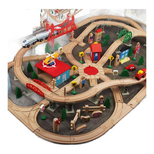 赟娅木质小火车轨道套装磁性电动车头积木拼装六一儿童节玩具生日礼物 146件套电动轨道车带电动火车