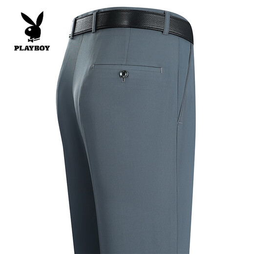 花花公子（PLAYBOY）桑蚕丝西裤男士夏季薄款中老年休闲裤爸爸长裤直筒男士西装裤 6621富贵灰【夏季】 双褶宽松款 34 【腰围二七】