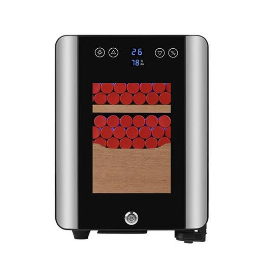Double shop small mini cigar cabinet 80 refrigeration humidifier Spanish cedar wood shelf 8L desktop cigar box