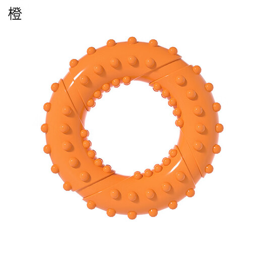 Dog molar toy ring, bite-resistant, bite-resistant, small and medium-sized dog molar teeth deep cleaning stick, good to relieve boredom, self-pleasure toy, single ring, orange -