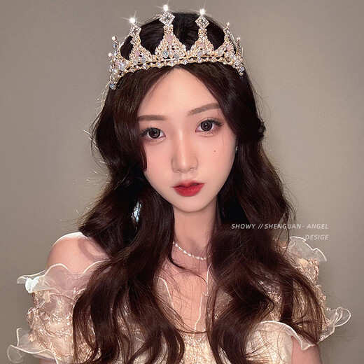 ENRMIIV birthday rhinestone crown headband princess headwear bride wedding crown eighteen year old coming of age ceremony headband children's hair accessories 5# rhinestone crown