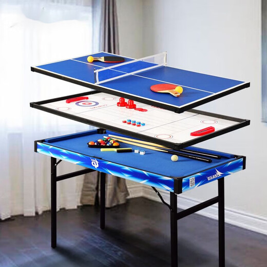 三合一台球桌 运动多功能儿童台球桌5合1折叠足球机双人互动亲子 TM-4882(彩标款2合1)多层实木板