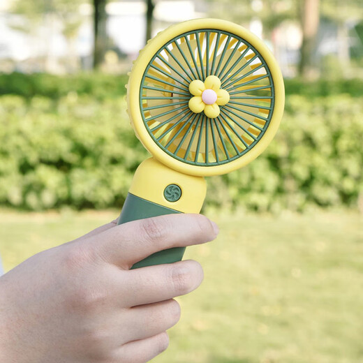 [Good Produits strictement sélectionnés] Mini Candy Color Fleur Fleur Handheld Corde Small ventilateur USB Charge Portable Office silencieux HD6626-Light Yellow (1 Piece)