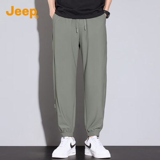 吉普（JEEP）【冰丝超薄】男士休闲裤男2025夏季新款宽松运动束脚工装长裤子男
