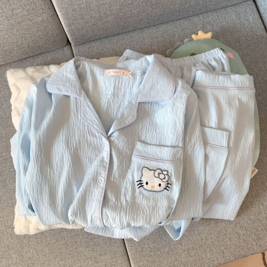 Kairuihu pijama para mujeres en la primavera y otoño de la nube de manga larga Cloud Floral Sense 2025 New Women's Spring and Autumn Home Clothing 6627 Lunas de estrella y luna de estrella-pantalones de manga larga de algodón Yunduo M