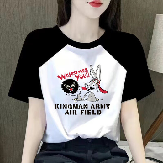 Fangluhui Bloqueo de color Spring and Summer Trendy Nuevo camiseta de manga corta Femenina Estudiante Corea Corea de moda