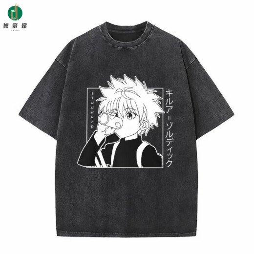 Youdi Harajuku Hip-Hop Camiseta de algodón de algodón Lavado de anime japonés Hunter Hunter Hunter X Hunter B1342 Lavado de negro S