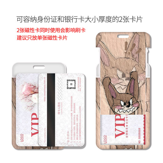 Miru Cat and Mouse Card Set Meal Card Campus Card Bus Card Student Water Card Work Card Work Card Certificate Set School Card (Card Set + White Short Leather Rope) KA12804