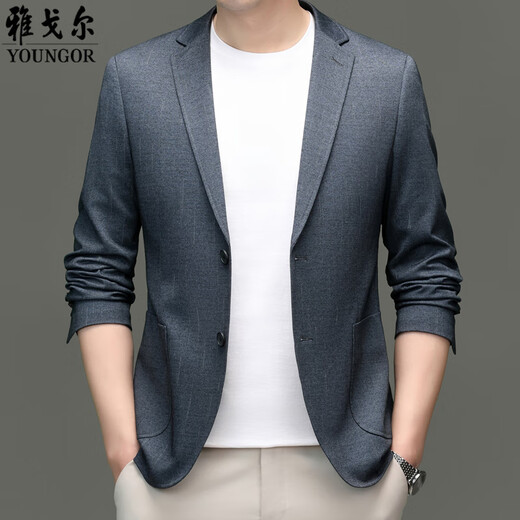Ягер флагманский официальный магазин высококачественный костюм Men Men Summer Business Casual маленький коттедж с твердым цветом одно западной топ-куртка Men 6630 Brown M 170