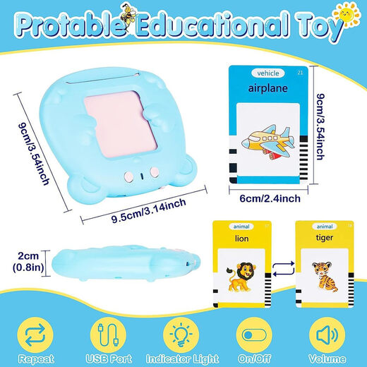 Máquina de tarjeta de educación temprana para niños Audio Audio Inglés Máquina de aprendizaje Máquina de aprendizaje de la Ilustración Baby Toys (S1 Nuevo modelo) 112 Tarjetas (224 Contenido Francés