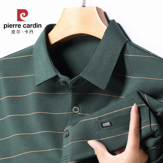 皮尔卡丹（pierre cardin）中年男士棉T恤长袖爸爸春装打底衫中老年人男装上衣polo衫棉体恤 HH826灰色 M 【115斤内】
