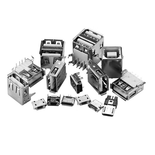 Huijun USB female socket connector male square port type-c connector MICRO connector socket connector type A type B straight plug patch USB-B type female socket 5 pieces