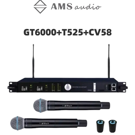 AMSAUDIO old broken microphone GT6000 dual-channel wireless microphone receiver universal for performance live broadcast conference GT6000+T525+CV58 handheld set