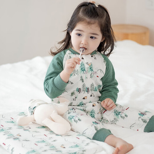 Nest designs baby sleeping bag bamboo cotton gauze six-layer long-sleeved baby split-leg anti-kick quilt for all seasons forest path 100 yards