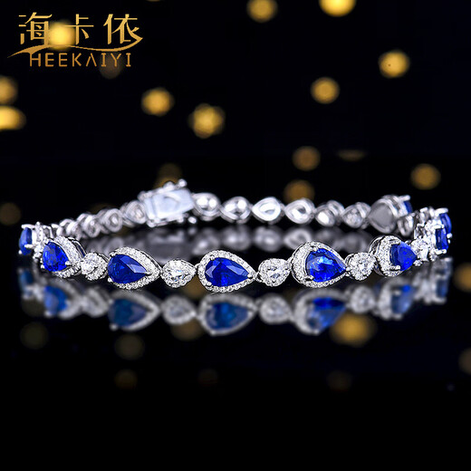 HEEKAIYI Sapphire Bracelet Sri Lanka Royal Blue Bracelet 18K Gold Diamond 520 Valentine's Day Birthday Gift for Wife Selected 3.73 carats/AIGS/Royal Blue