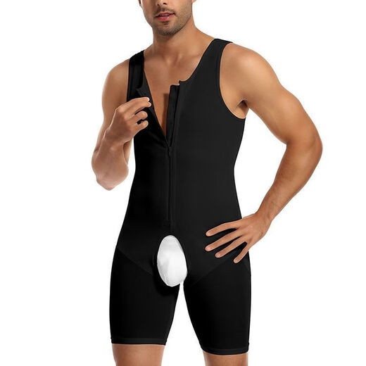 Banfishi Slimming Tummy Control Bodysuit Men's Tummy Controlling Underwear Shaping Garment Tight-fitting Body Shaping Garment After Liposuction Postoperative Shapewear Corset Waist Styling Forced Pressure No need to take off for defecation Black zipper front and rear opening model