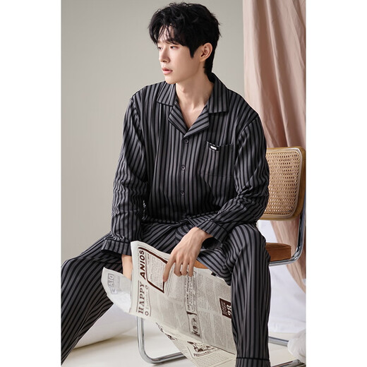 SEPTWOLVES PAJAMAS MENS PAJAMAS Spring and Automne Coton Pure Coton à manches longues CARDIGAN LA LORD COTTON MENS MENS COTTON Vêtements 12202 L