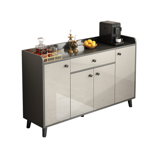 Konosu Light Luxury Sideboard Cupboard Living Room Wall Storage Cabinet Multi-Function Storage Cabinet Modern Simple Tea Cabinet Wine Cabinet Recommended Four Doors and One Drawer Sky Gray 120*34*98cm Self-installation