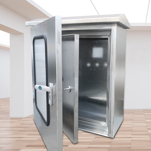 Outdoor door distribution cabinet stainless steel 304L outdoor double door distribution box waterproof and rainproof box monitoring instrument box silver stainless steel 201 plate 400x300x200mm inner door opening as shown in the picture 1mm