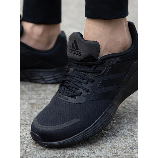 Adidas men's and women's shoes for summer new breathable sports shoes lightweight wear-resistant couple's shock-cushioned black warrior running shoes JQ9717 counter genuine 36