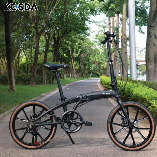 KOSDA 20-inch integrated wheel ultra-light portable aluminum alloy 7-speed adult men and women retro city folding KS100 light green/ten-knife wheel/Shimano 7-speed 20-inch